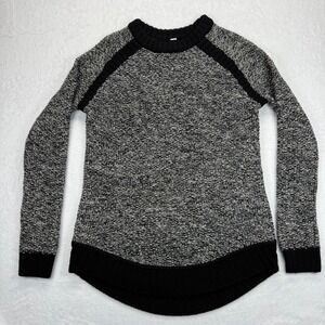 Lululemon Sweater Knit Black Gray Long Sleeve Pullover Relaxed Fit Casual Sz XS‎